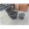 Image 1 : Leather/Leather-Style Swivel Recliner with Ottoman 