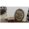 Image 1 : Framed Petit Point Picture 30'' x 22'' , Petit Point Ottoman 8'' x 12'' x 9''