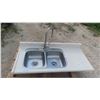 Image 1 : Double Kitchen Stainless Sink with Faucet and Counter Top 24'' x 53'' 