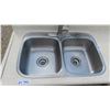 Image 2 : Double Kitchen Stainless Sink with Faucet and Counter Top 24'' x 53'' 