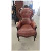 Image 2 : Leather Chair with Carved Wood Work
