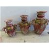 Image 2 : 3pce Decorative Vases , Mason Machine Works Advertising on Glass Train, Wood 