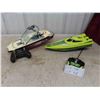 Image 1 : (2) Remote Control Speed Boats with Remotes - Larger One Measures 17'' x 7'' x 8''