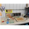 Image 1 : Rustic Picture Frame 27 1/2'' x 11'' , Coasters, 7 Fabric Place Mats , Candles and Holders, 
