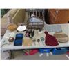 Image 1 : 6 Dinner Mats , Wicker Paper Plate Holders , Wind Chimes , Rustic Shelf & More 