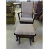 Image 1 : Light Brown Gliding Rocking Chair with Gliding Foot Stool - Cushions Recently