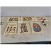Image 1 : 6 Egyptian Pictures on Papyrus 13'' x 9'' , Onyx Pyramid 2 1/2'' x 2 1/2'' x 2 3/4'' ,