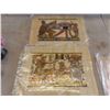 Image 4 : 6 Egyptian Pictures on Papyrus 13'' x 9'' , Onyx Pyramid 2 1/2'' x 2 1/2'' x 2 3/4'' ,