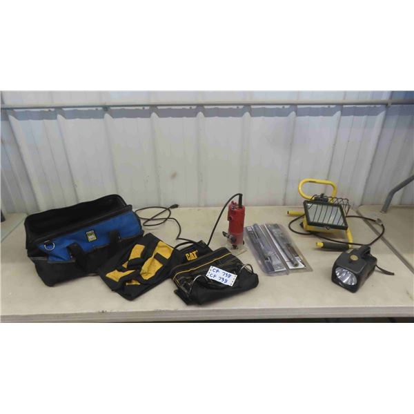 Halogen Light , King Power 1/4'' Laminate Trimmer, Tool Pouch and Bags ,