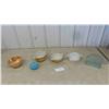 Image 1 : 3 Pyrex Casseroles with Lids , Fire King Mixing Bowl , Fenton Dish, Etched Glass 