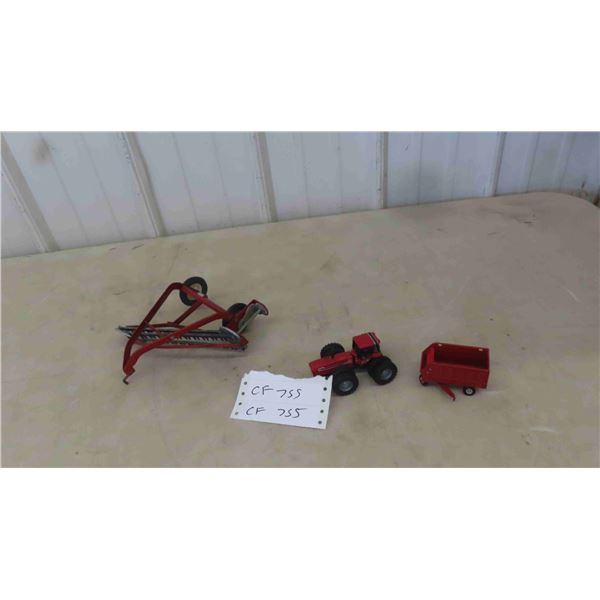 Metal and Plastic Side Delivery Rake , Ertl 4WD Tractor with Wagon 