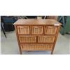 Image 1 : Wood and Wicker Organizer/Dresser 33'' x 33'' x 16'' 