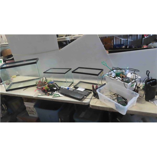 3 Aquariums : 17'' x 24'' x 12'' , (2) 10'' x 16'' x 8'' , Plus Accessories, Pumps, 