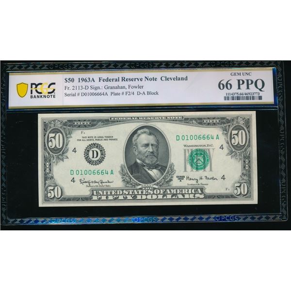 1963A $50 Cleveland FRN PCGS 66PPQ