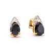 Image 1 : Plated 18KT Yellow Gold 2.85ctw Black Sapphire and Diamond Earrings