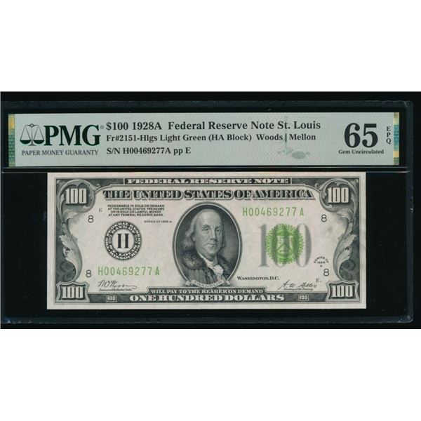 1928A $100 St Louis FRN PMG 65EPQ