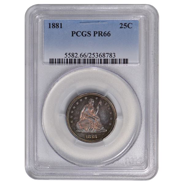 1881 Seated Liberty Quarter PCGS PR66