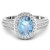 Image 1 : 14KT White Gold 1.28ct Aquamarine and Diamond Ring