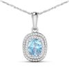Image 1 : 14KT White Gold 0.96ct Aquamarine and Diamond Pendant with Chain