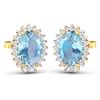 Image 2 : 14KT Yellow Gold 1.92ctw Aquamarine and Diamond Earrings