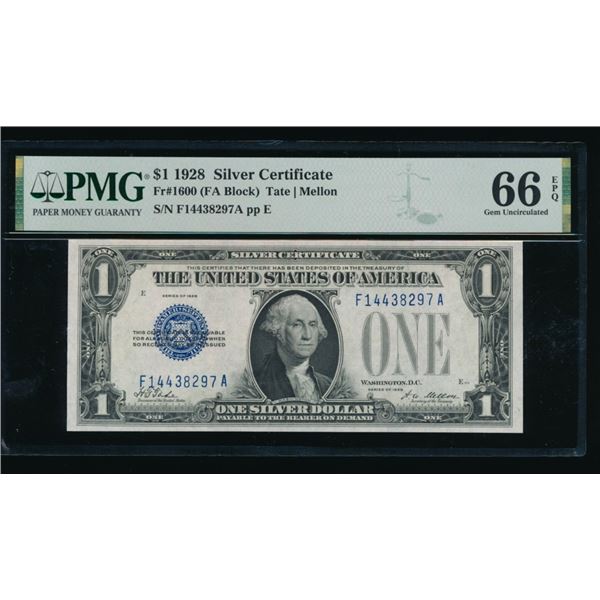 1928 $1 Silver Certificate PMG 66EPQ