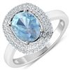 Image 3 : 14KT White Gold 1.28ct Aquamarine and Diamond Ring