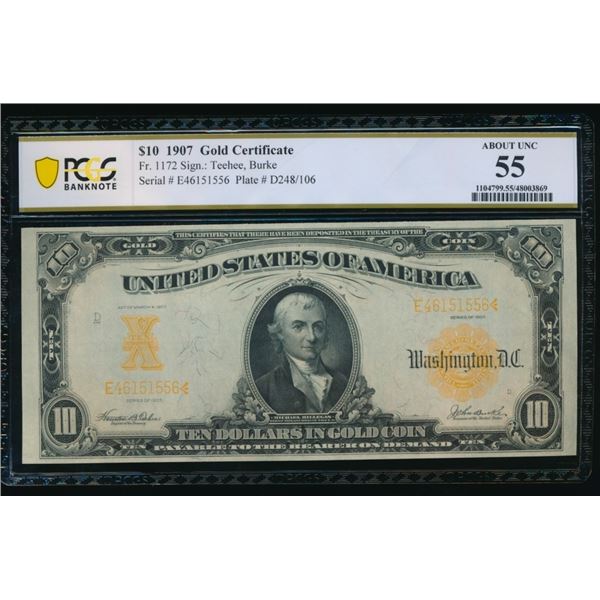 1907 $10 Gold Certificate PCGS 55