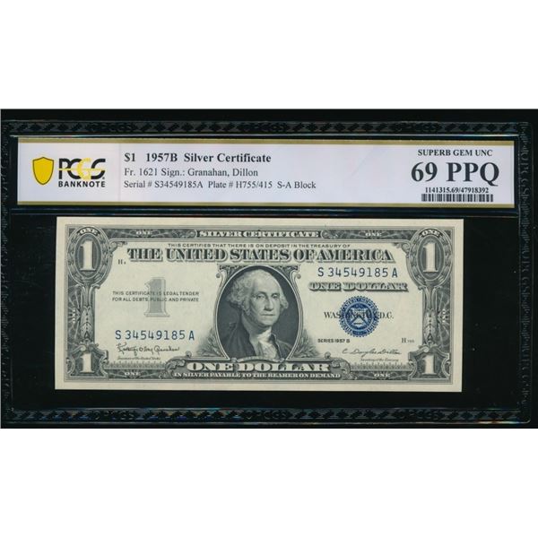 1957B $1 Silver Certificate PCGS 69PPQ