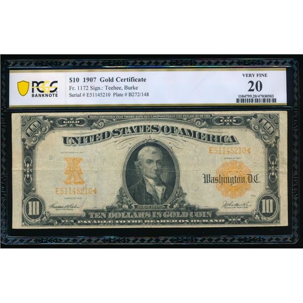 1907 $10 Gold Certificate PCGS 20