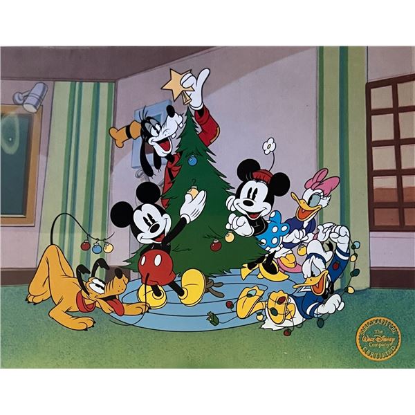 Disney Christmas Mickey Minnie Goofy Pluto Sericel Animation Art Cel