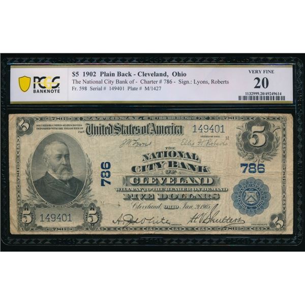 1902 $5 Cleveland OH National PCGS 20