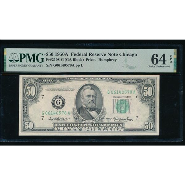 1950A $50 Chicago FRN PMG 64EPQ