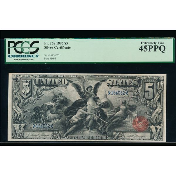 1896 $5 Educational Silver Certificate PCGS 45PPQ