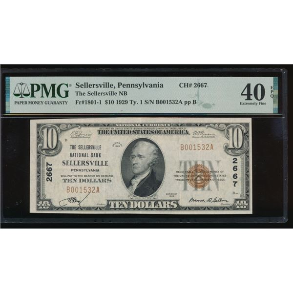 1929 $10 Sellersville PA National PMG 40EPQ