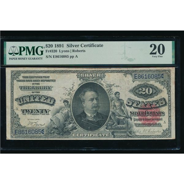 1891 $20 Silver Certificate PMG 20