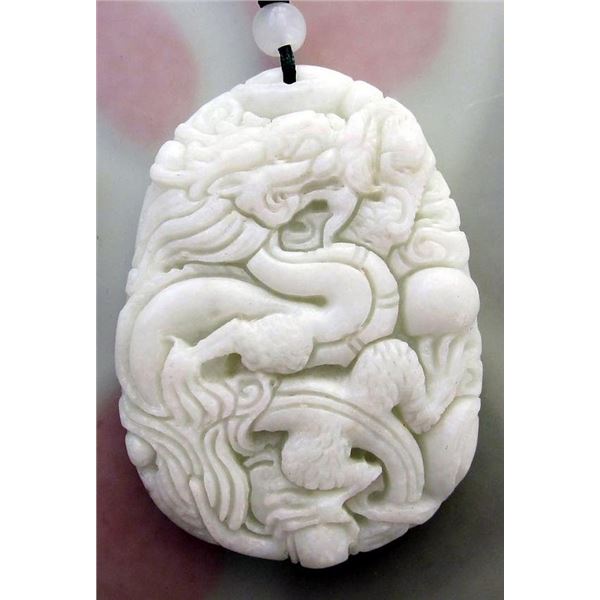 Jade 260cts Real Jade Fortune Dragon Amulet Pendant