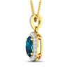 Image 2 : 14KT Yellow Gold 1.10ct London Blue Topaz and Diamond Pendant with Chain