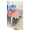 Image 2 : BROWN WITH GREY BASE ELECTRIC SIT TO STAND DESK 69.5 X 29.5"