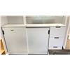 Image 1 : MATCHING SLIDING DOOR FILE CABINET AND VERTICAL FILE CABINET 63 X 18 X 47.5" & 20 X 18 X 47.5"