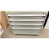 Image 1 : ROUSSOU 4 DRAWER 3' X 2' METAL CABINET (WILL NEED NEW LOCK)