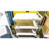 Image 2 : 3 TIER BEIGE AND CHROME ROLLING CART (CONTENTS NOT INCLUDED)
