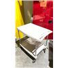 Image 3 : 2 TIER BEIGE AND CHROME ROLLING CART (CONTENTS NOT INCLUDED)