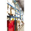 Image 4 : *LD* 3 BAYS PALLET RACKING BLUE 16' HIGH PER BAY 4 UPRIGHTS WITH 18 SIDE RAILS WITH MESH DECKING