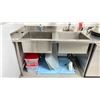 Image 1 : STAINLESS STEEL SET OF 2 SINKS WITH FAUCETS APPROX 84 X 30" (WILL BE PROFESSIONALLY DISCONNECTED