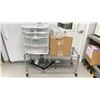 Image 1 : 2 TIER METRO RACK WITH 3 DRAWER PLASTIC ORGANIZER, DESK LAMP AND BOX OF PURELL HAND SANITIZER