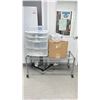 Image 2 : 2 TIER METRO RACK WITH 3 DRAWER PLASTIC ORGANIZER, DESK LAMP AND BOX OF PURELL HAND SANITIZER