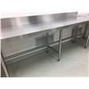 Image 2 : STAINLESS STEEL WORK TABLE WITH BACKSPLASH APPROX 7' LONG 2' HIGH 2' DEEP