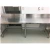 Image 2 : STAINLESS STEEL WORK TABLE WITH BACKSPLASH APPROX 7' LONG 2' HIGH 2' DEEP