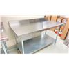 Image 2 : EFI STAINLESS STEEL WORK TABLE WITH BACKSPLASH APPROX 5 X 2.5 X 3'