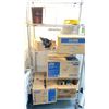 Image 3 : 5 TIER MOBILE METRO RACK WITH ASSORTED JANITORIAL SUPPLIES; PAPER TOWEL, DISINFECTANT, TOILET PAPER